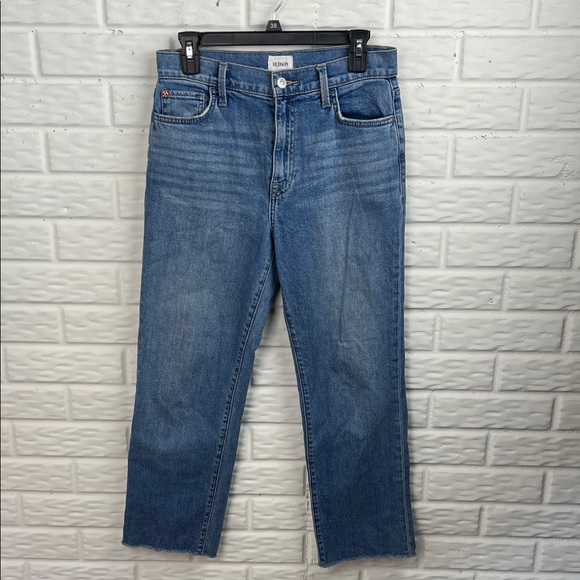 HUDSON JEANS ADDISON HIGH RISE STRAIGHT LEG RAW HEM CROP SZ 27 inseam 26 - Picture 1 of 16